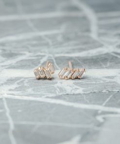 Blue Sapphire and Diamond Studs, 14k Rose Gold Earrings – Point No Point  Studio